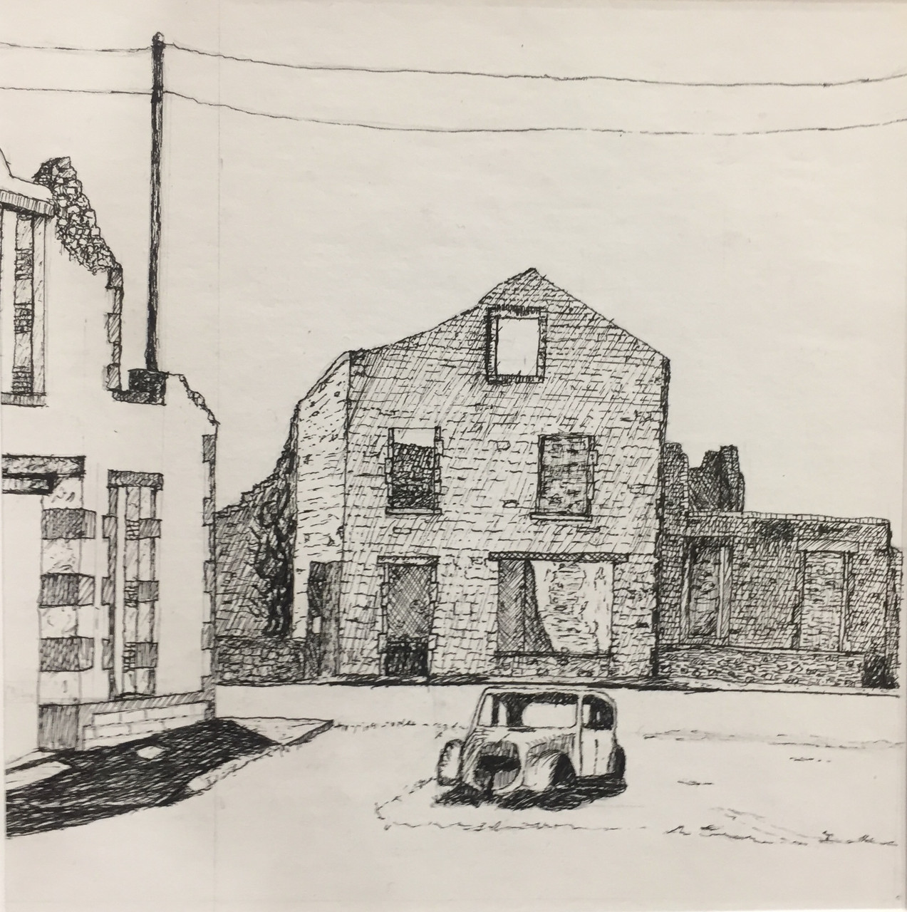 Ink drawing of a small town