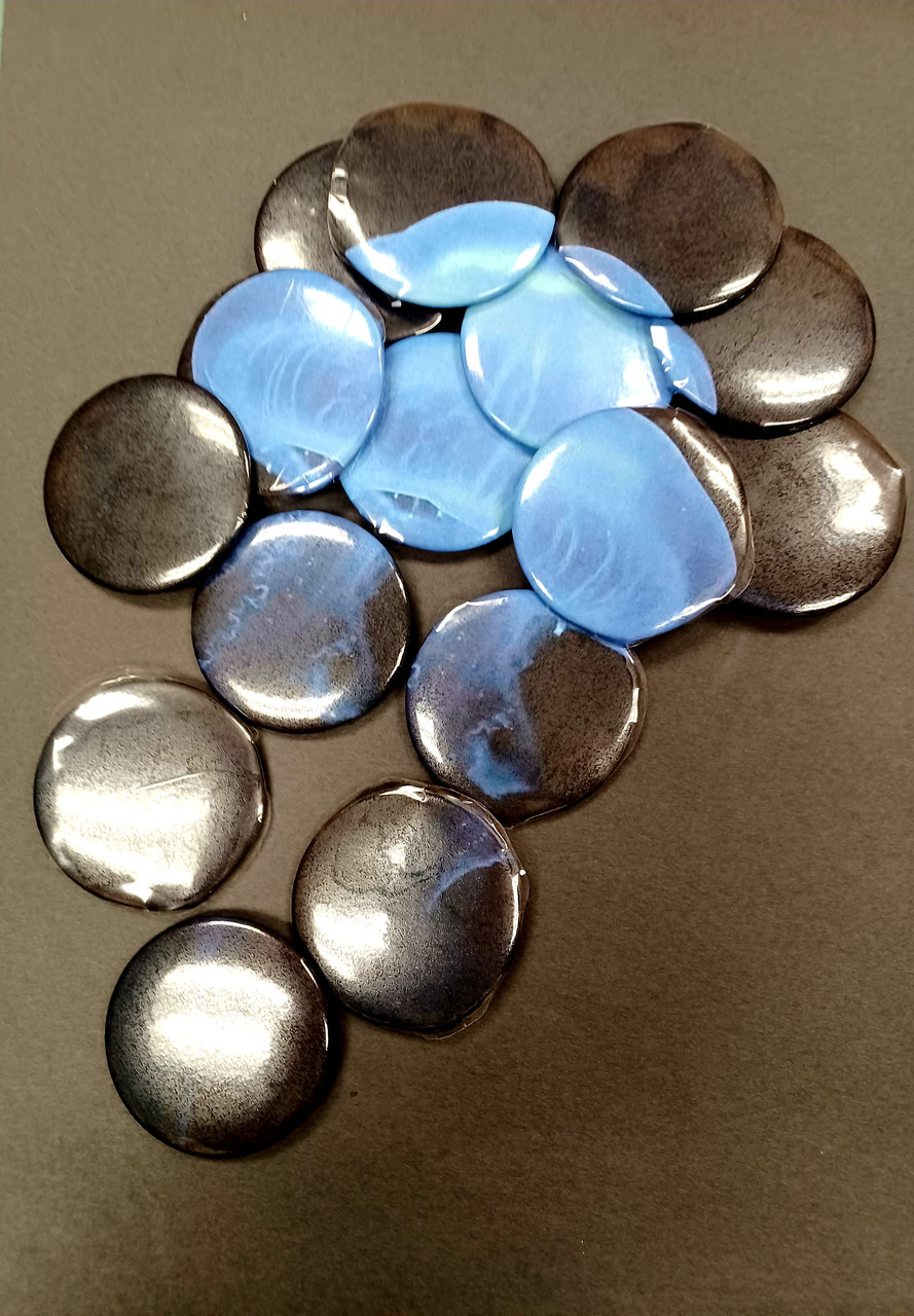 Sculpture of metal pins with blue paint
