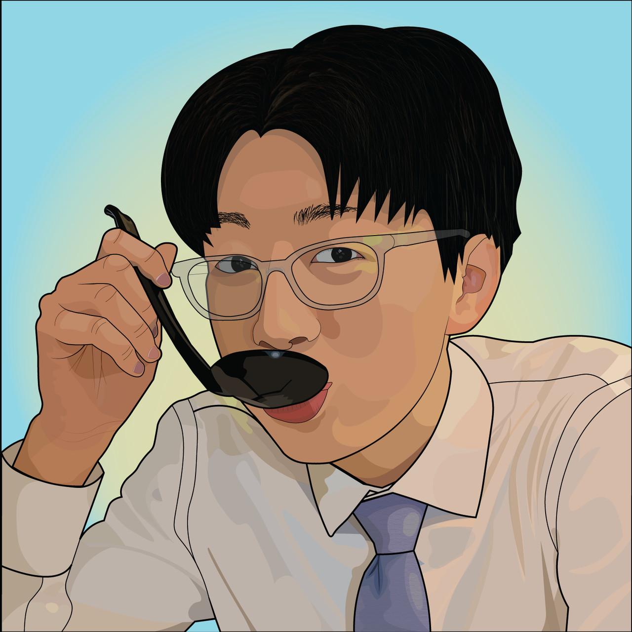 Friend eating soup after a high school dance