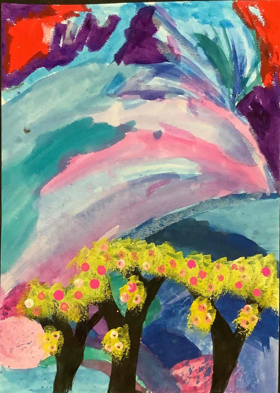 Colorful landscape with trees