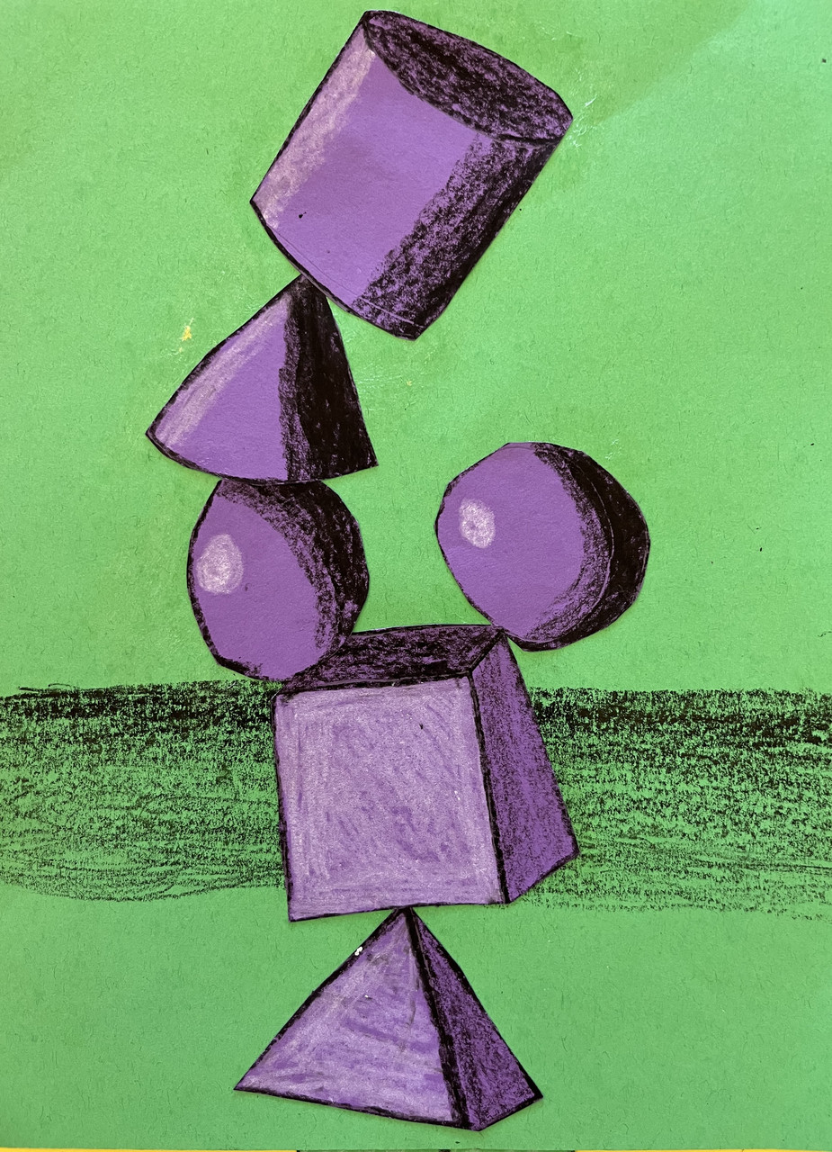 pile of purple blocks still life on green background