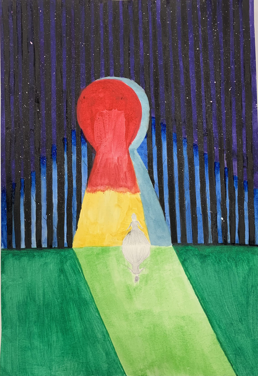 Surrealist colorful key hole