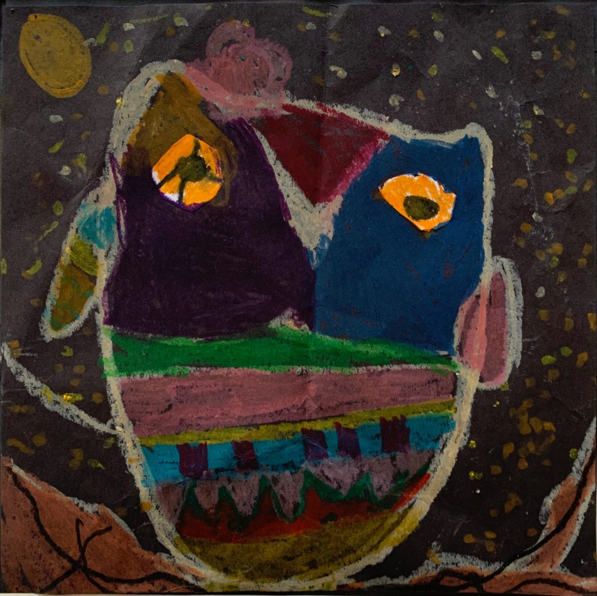 Pastel drawing of an owl