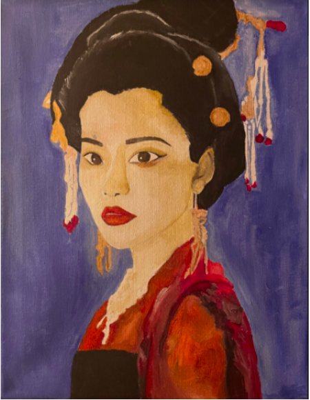 Acrylic painting of a geisha