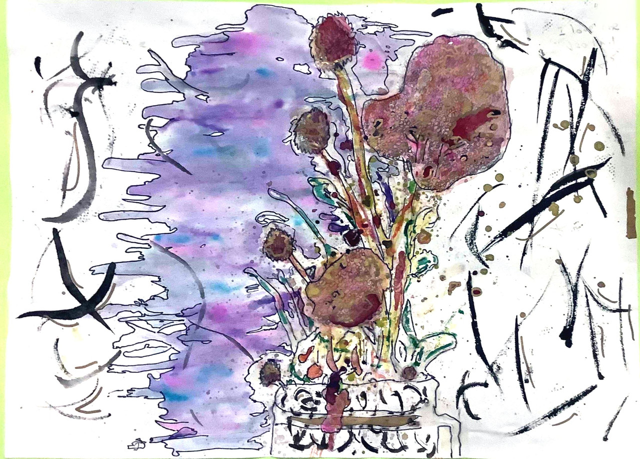 Abstract purple lines and shapes