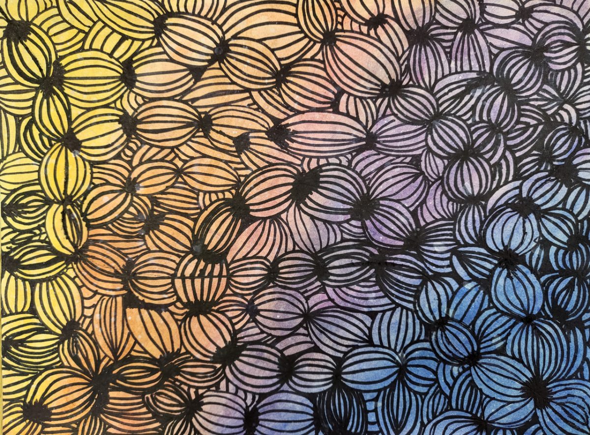 Abstract illustration of shapes on a colorful background