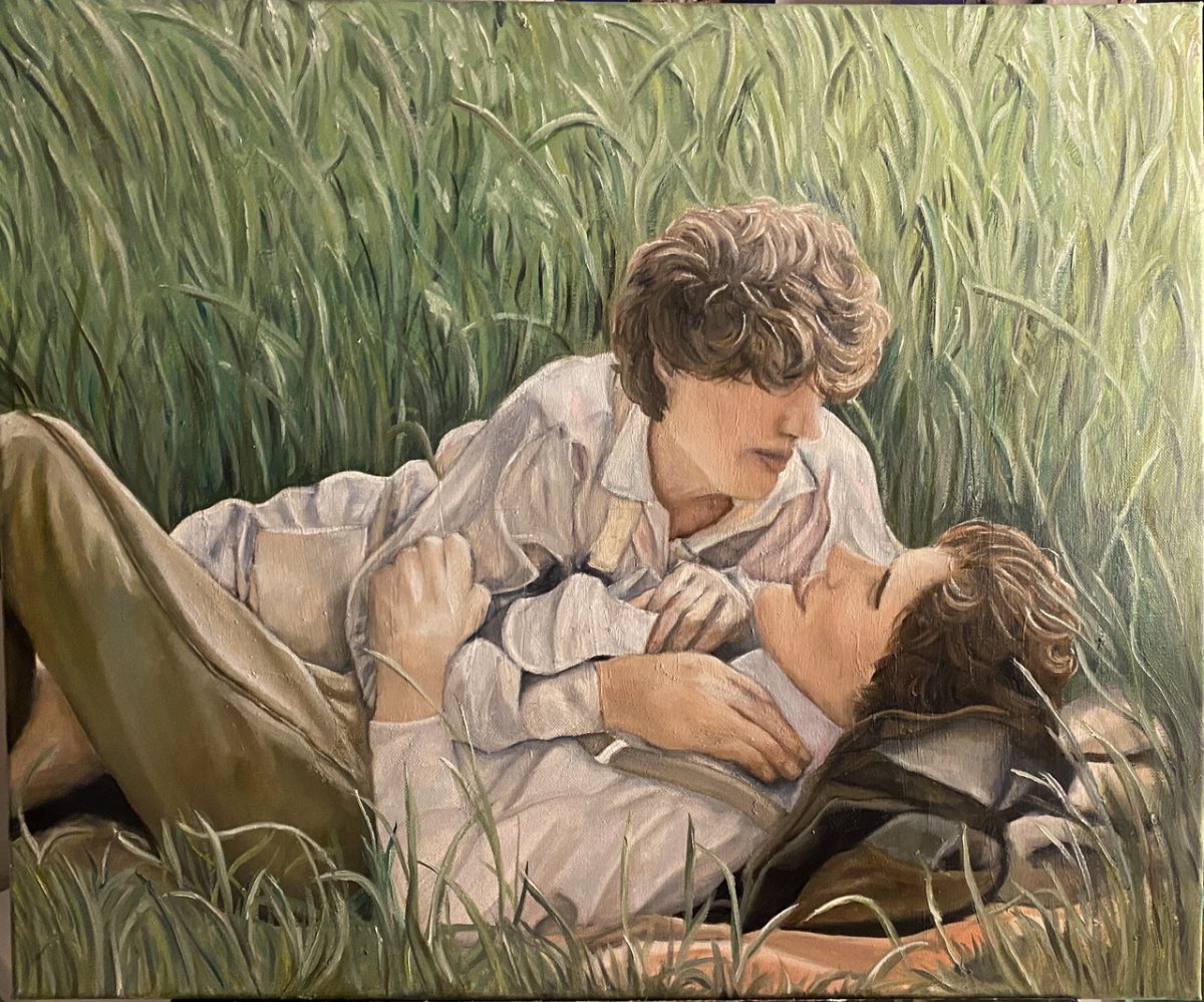 painting of two lovers in a field