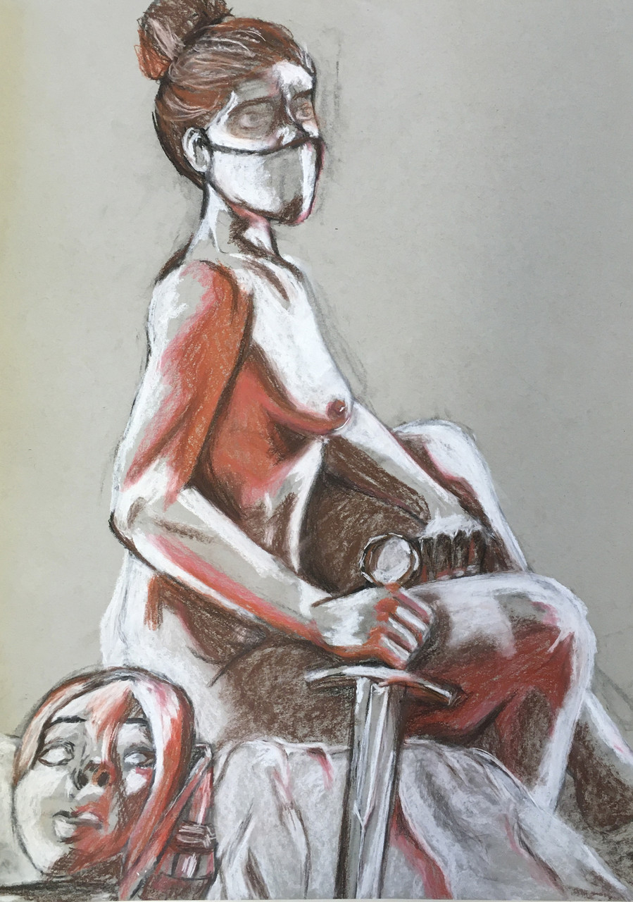 life observation drawing of a nude figure