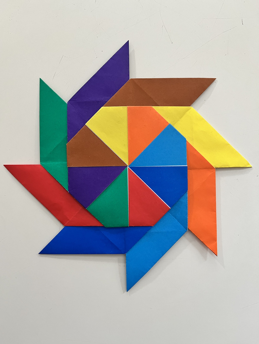 multicolored origami spiral