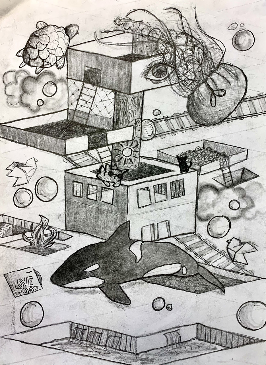 Surreal drawing of multiple things