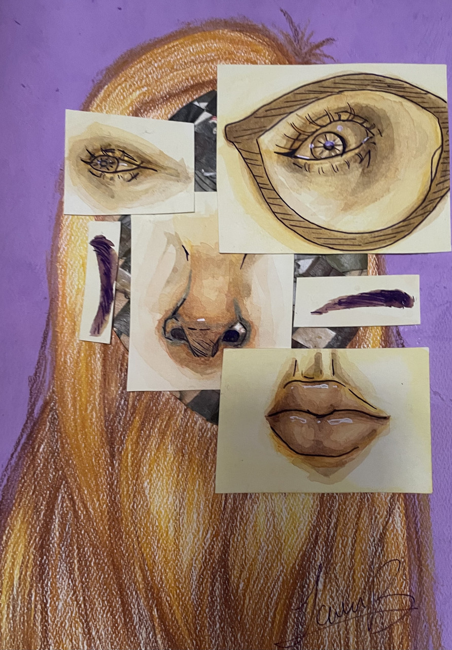 Mixed Media collage of different facial features put together