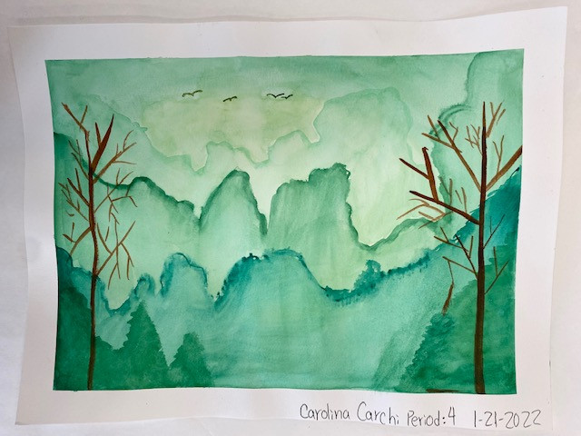 monochomatic landscape painting