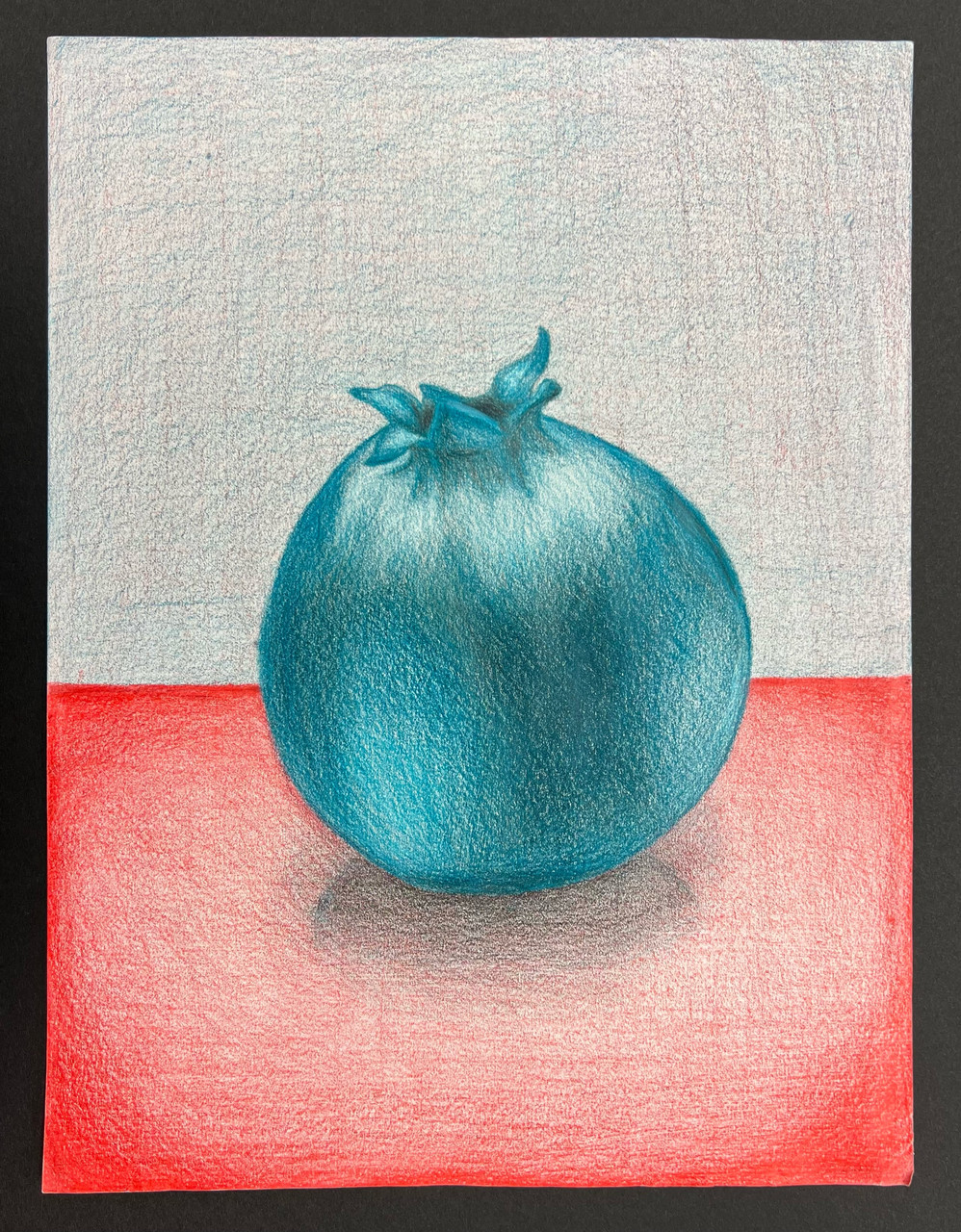 Drawing of a vegetable on a red table