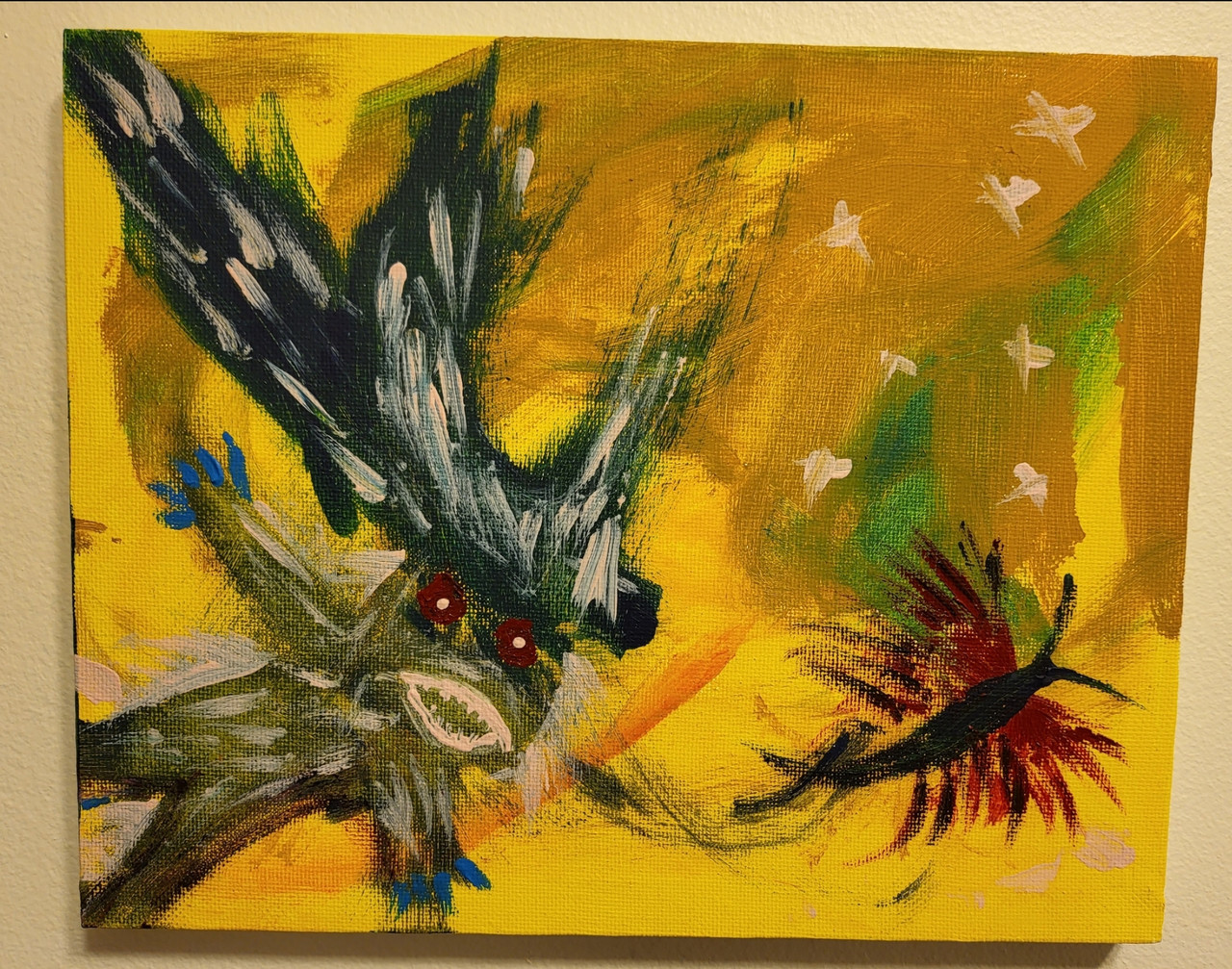 A painting showing two creatures