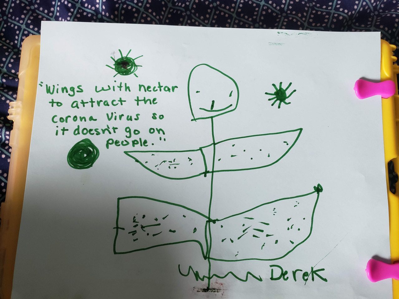 plant drawn with marker surrounded by coronavirus