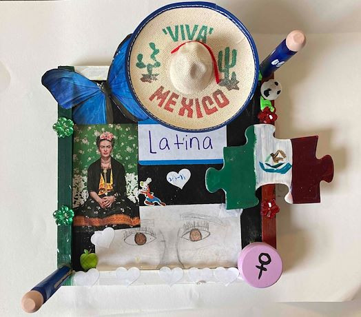 Mixed media square collage
