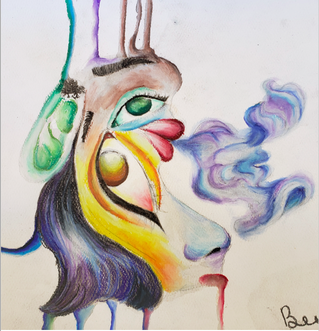 Abstract colored pencil portrait