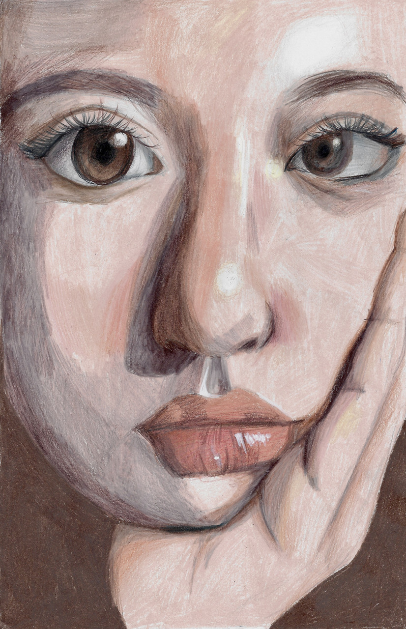 Self portrait of a person with their hand on their face