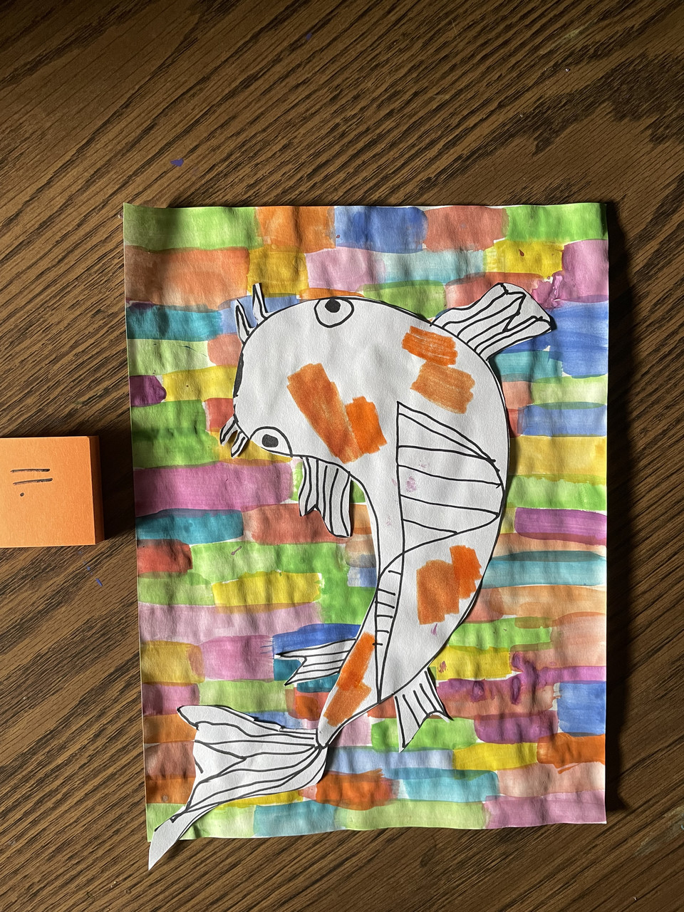 Koi fish with colorful background