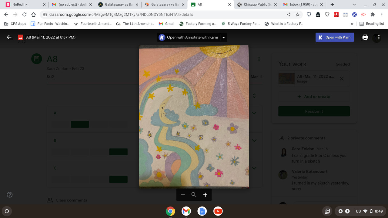 Drawing of a sun with rainbows