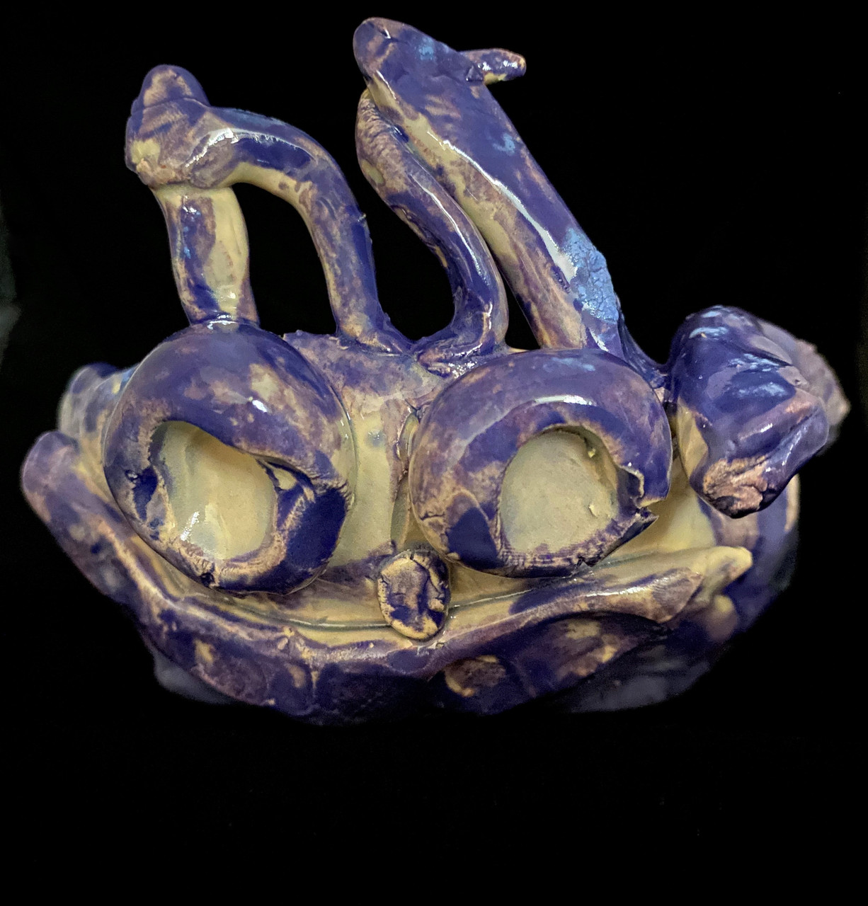 Purple ceramic bunny head