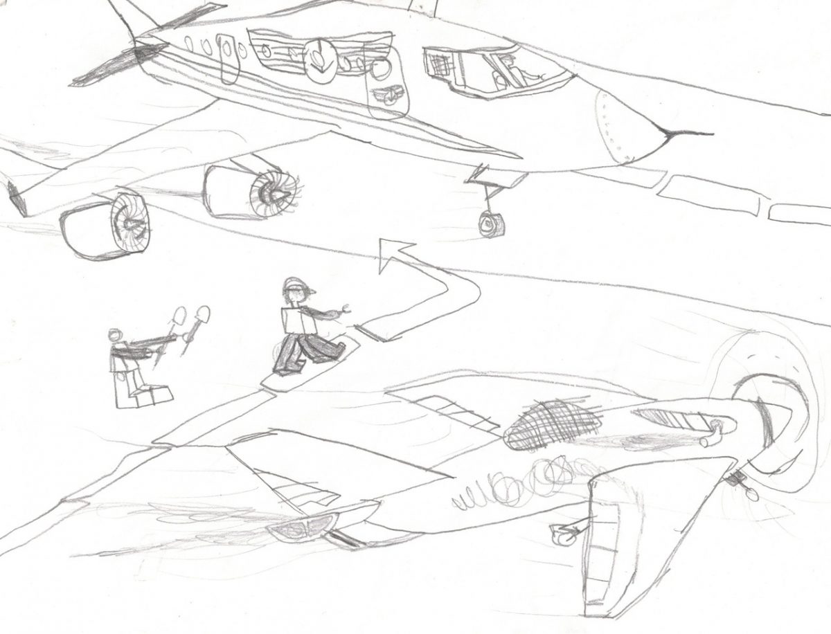 Pencil airplanes and Lego people