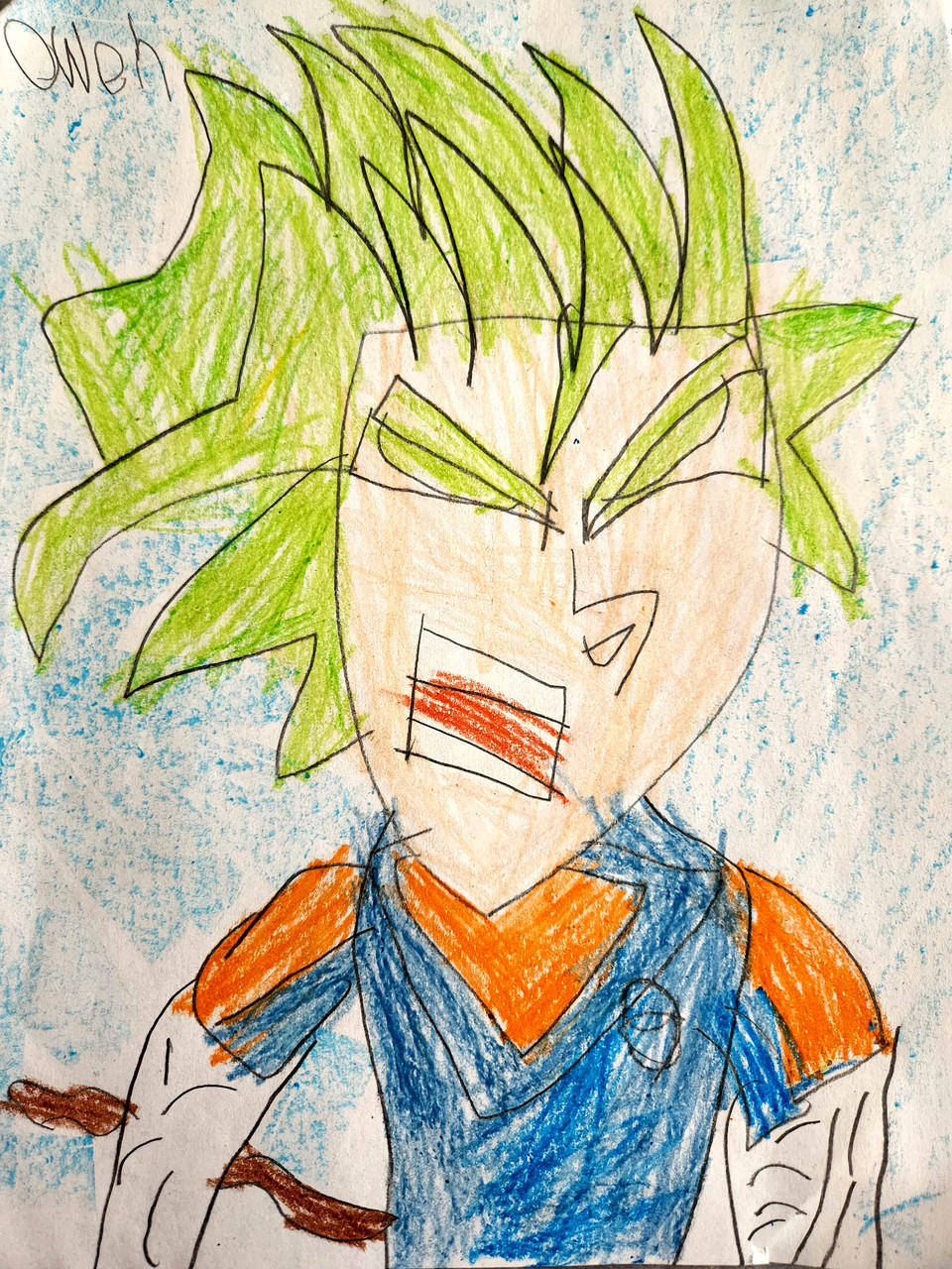 colored pencil drawing of an anime character