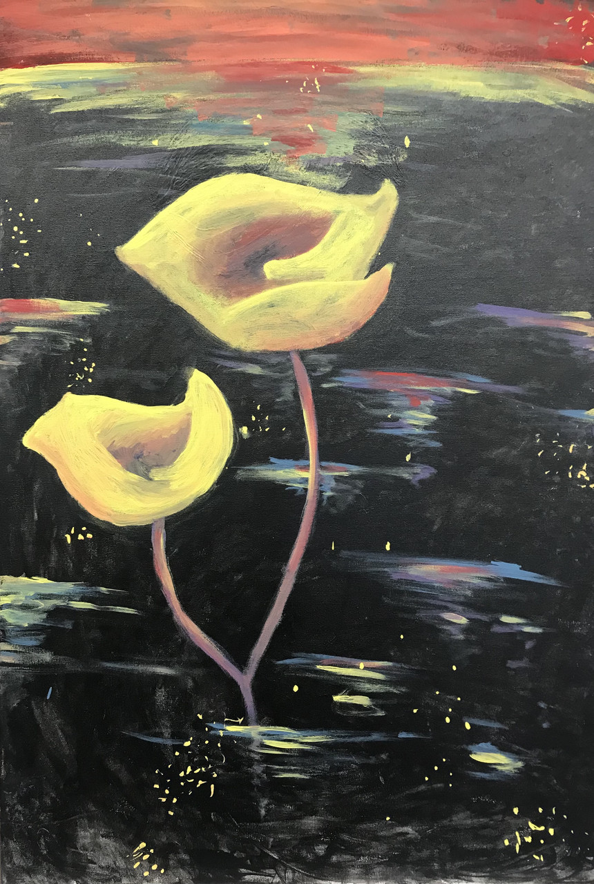 painting of two yellow flowers