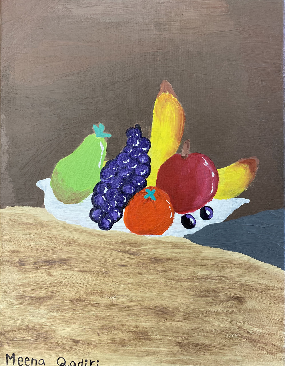 still painting of a bowl of fruit