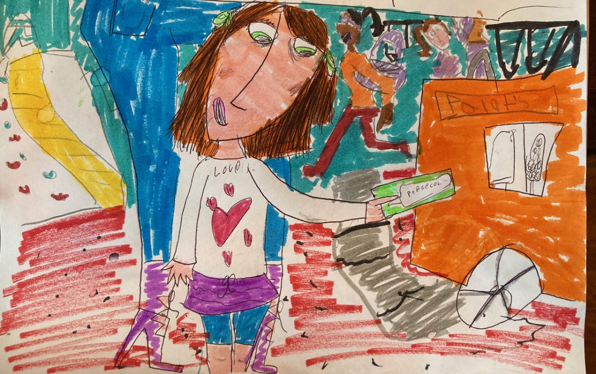 marker drawing of a young girl holding a popsicle