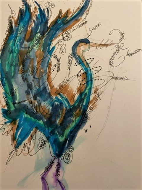 water color painting of a peacock