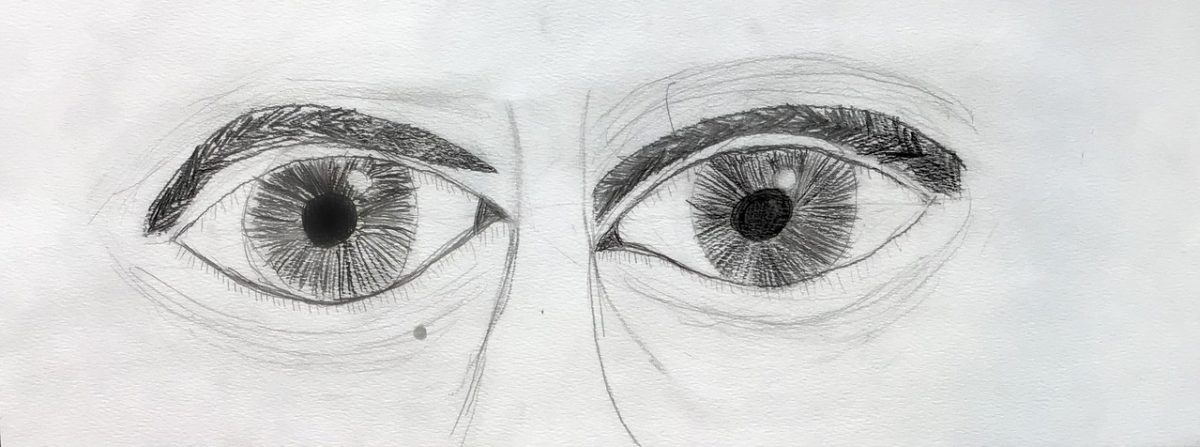 pencil drawing of two eyes