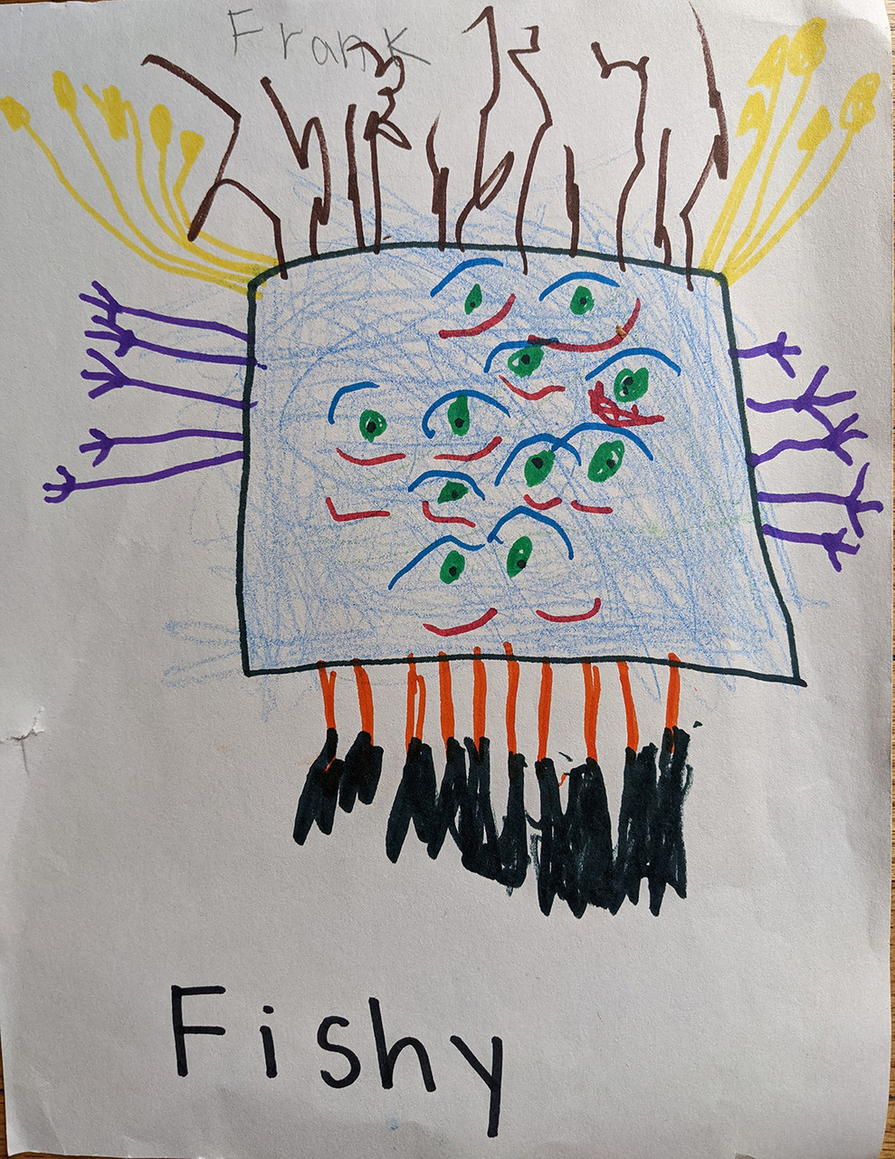abstract drawing of a fish with ten of everything