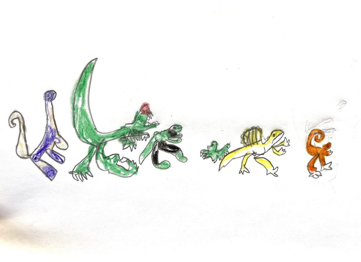 colorful drawing of a dinosaur