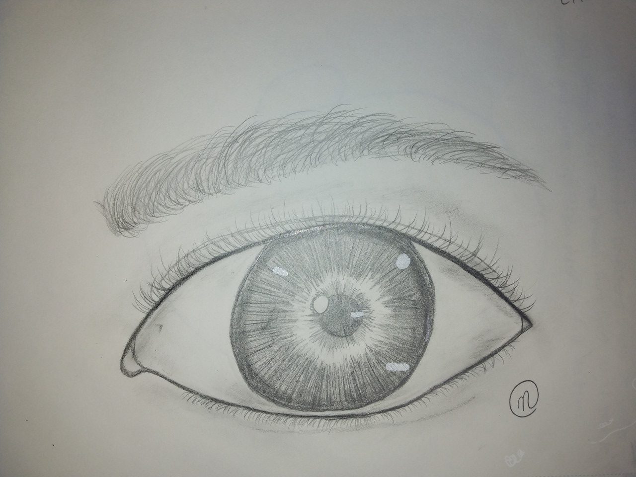 up close pencil drawing of an eye