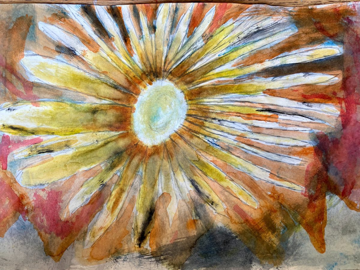 watercolor painting of a yellow flower