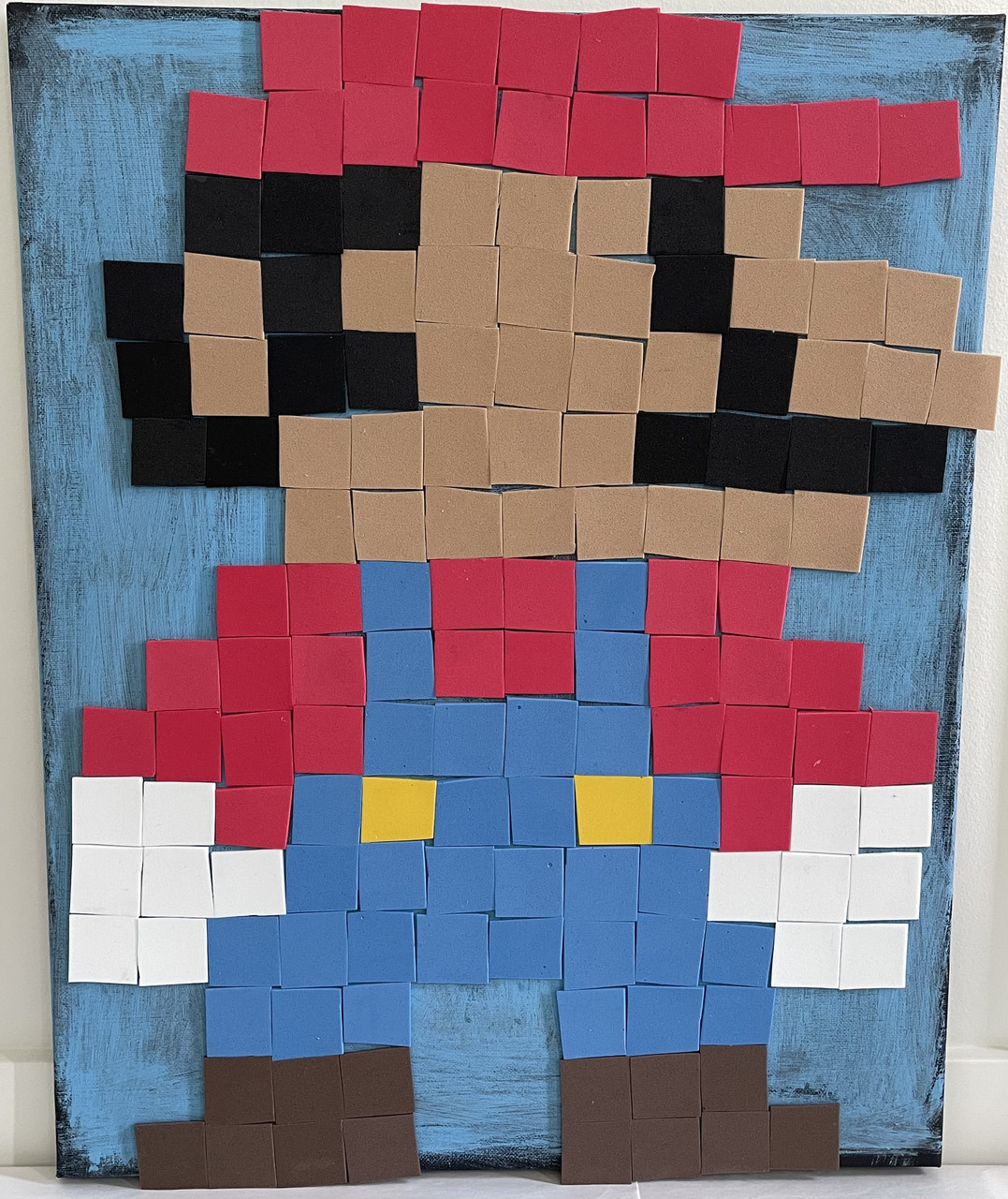 video game character mario, made out of foam core pieces