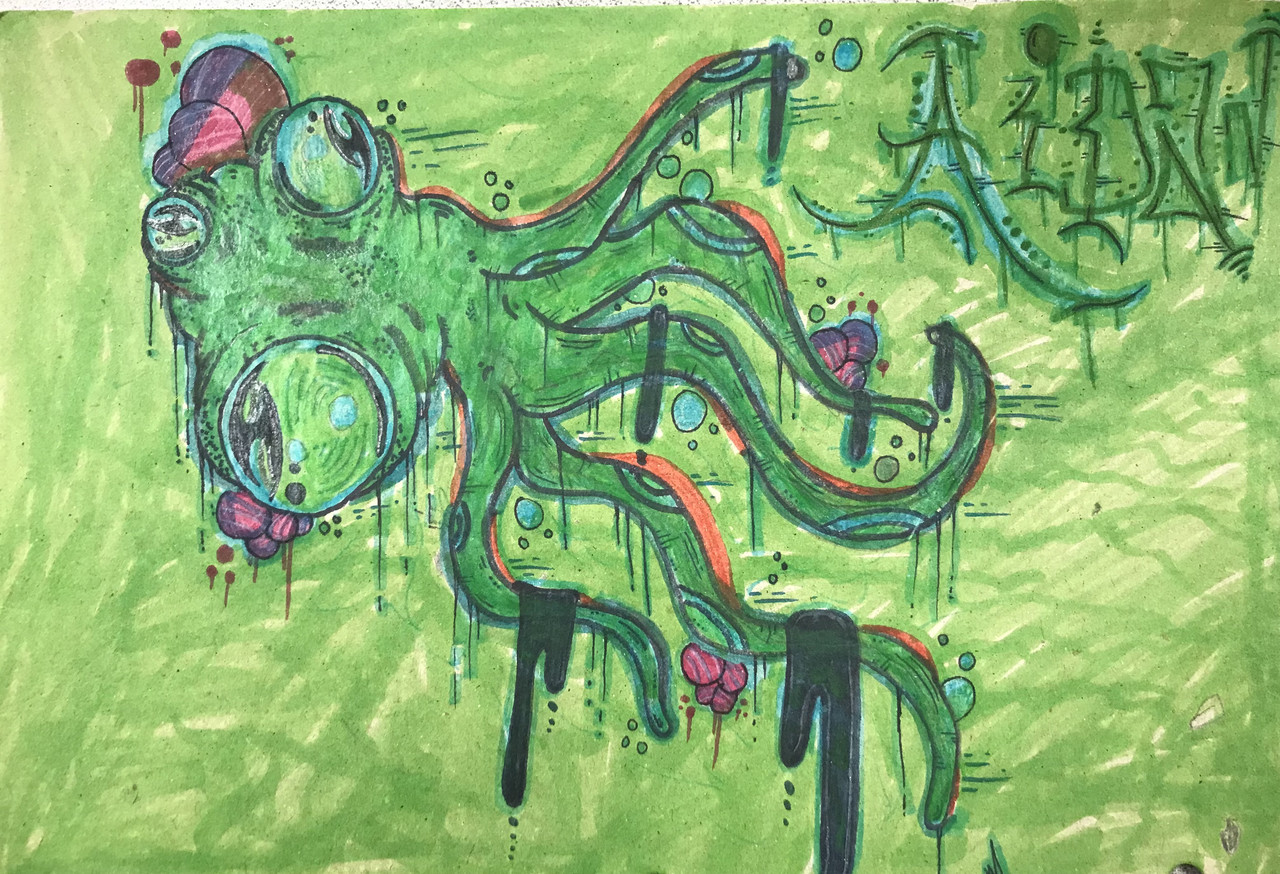 Drawing of a green creature
