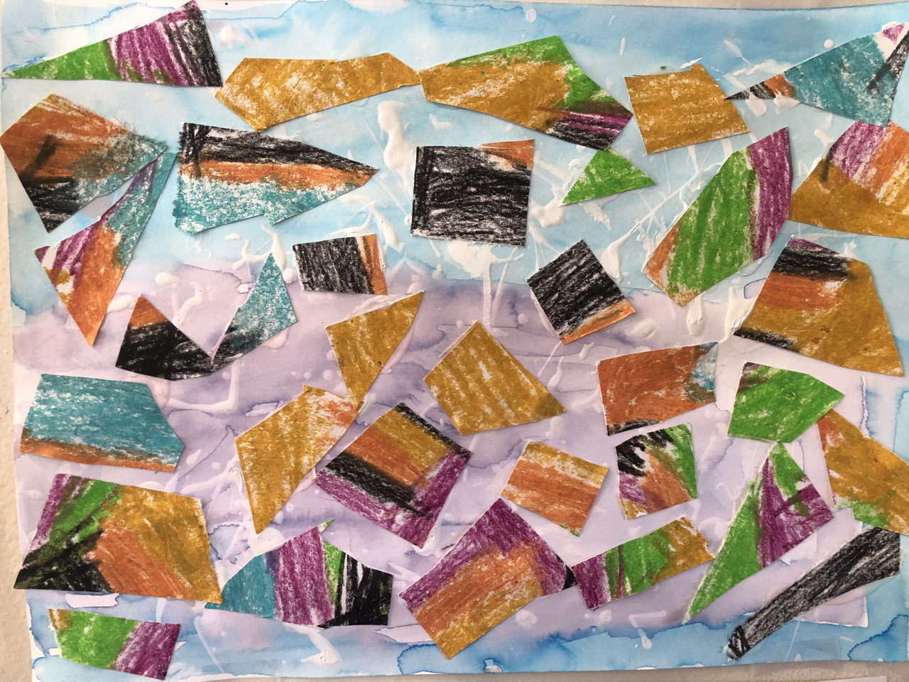 Abstract artwork with geometric shapes and lots of color