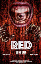 Scary movie poster with gory body parts.