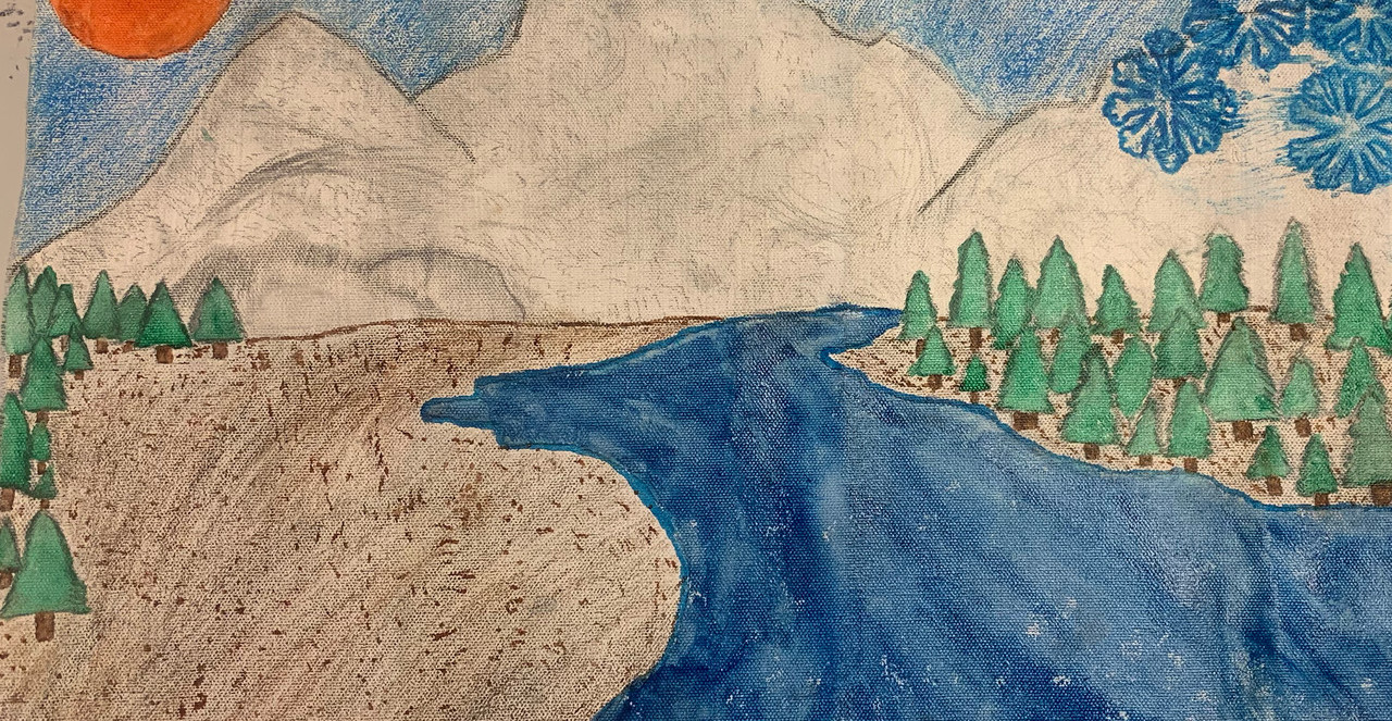 Landscape of a river an mountains.