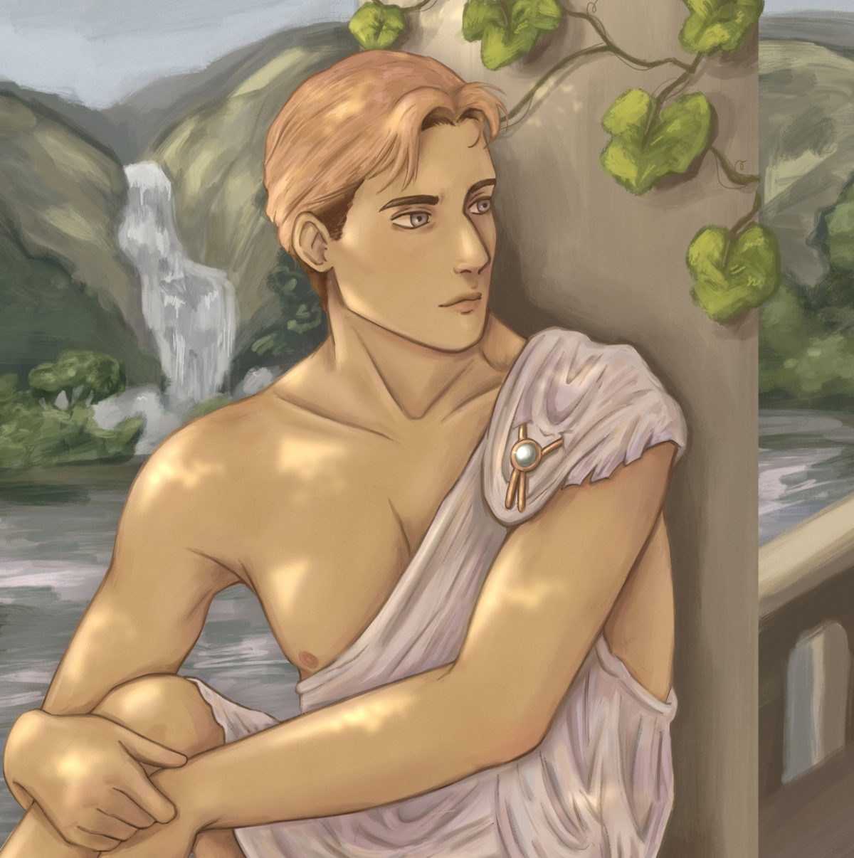 Drawing of a human figure set in ancient times.