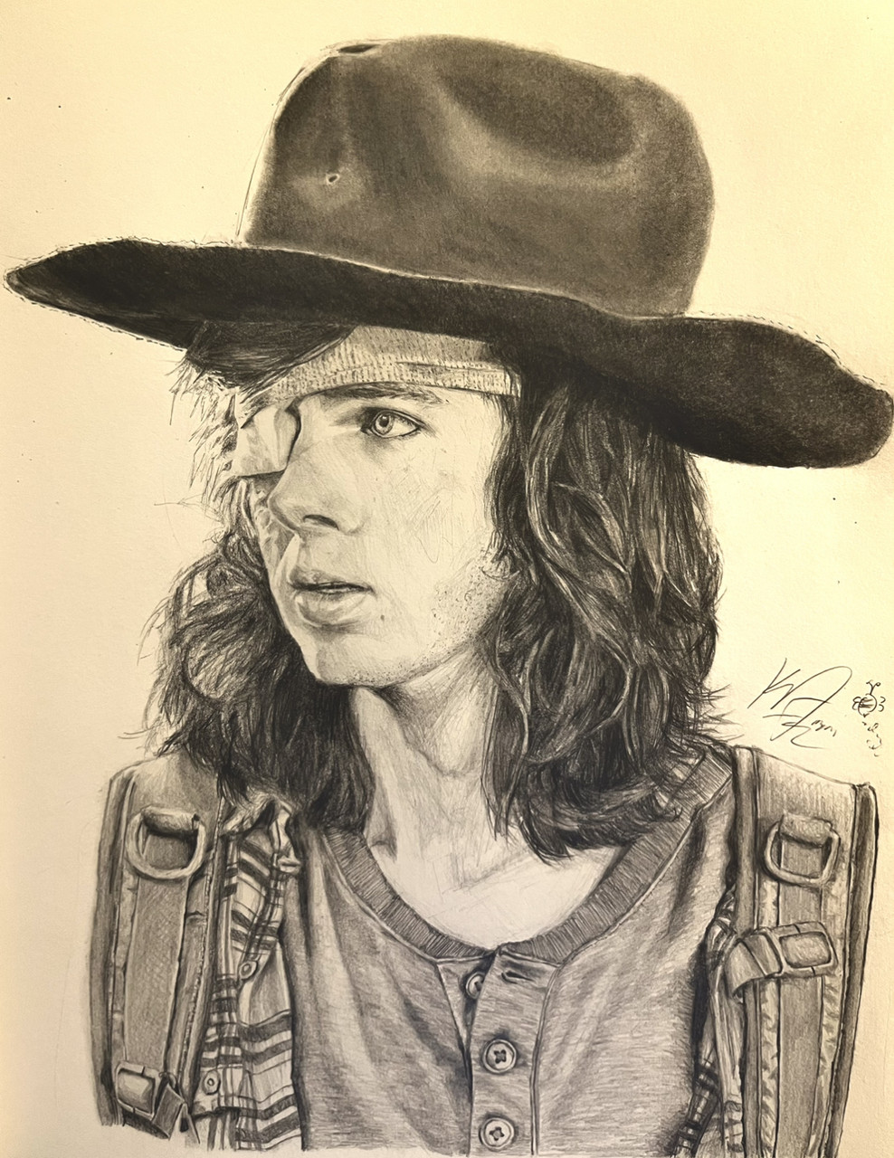 portrait of person with eye patch and cowboy hat