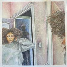 woman in front of mirror