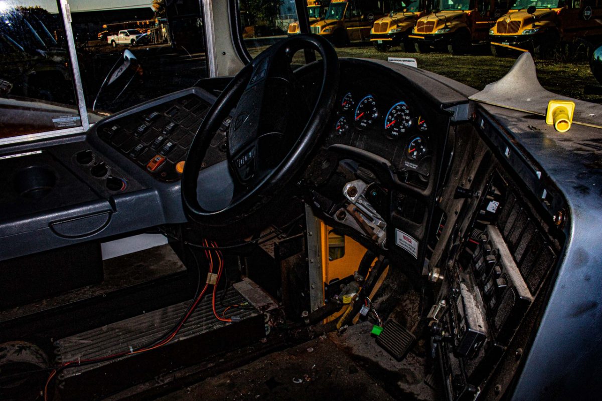 digital photo of the inside of a vehicle wires exposed