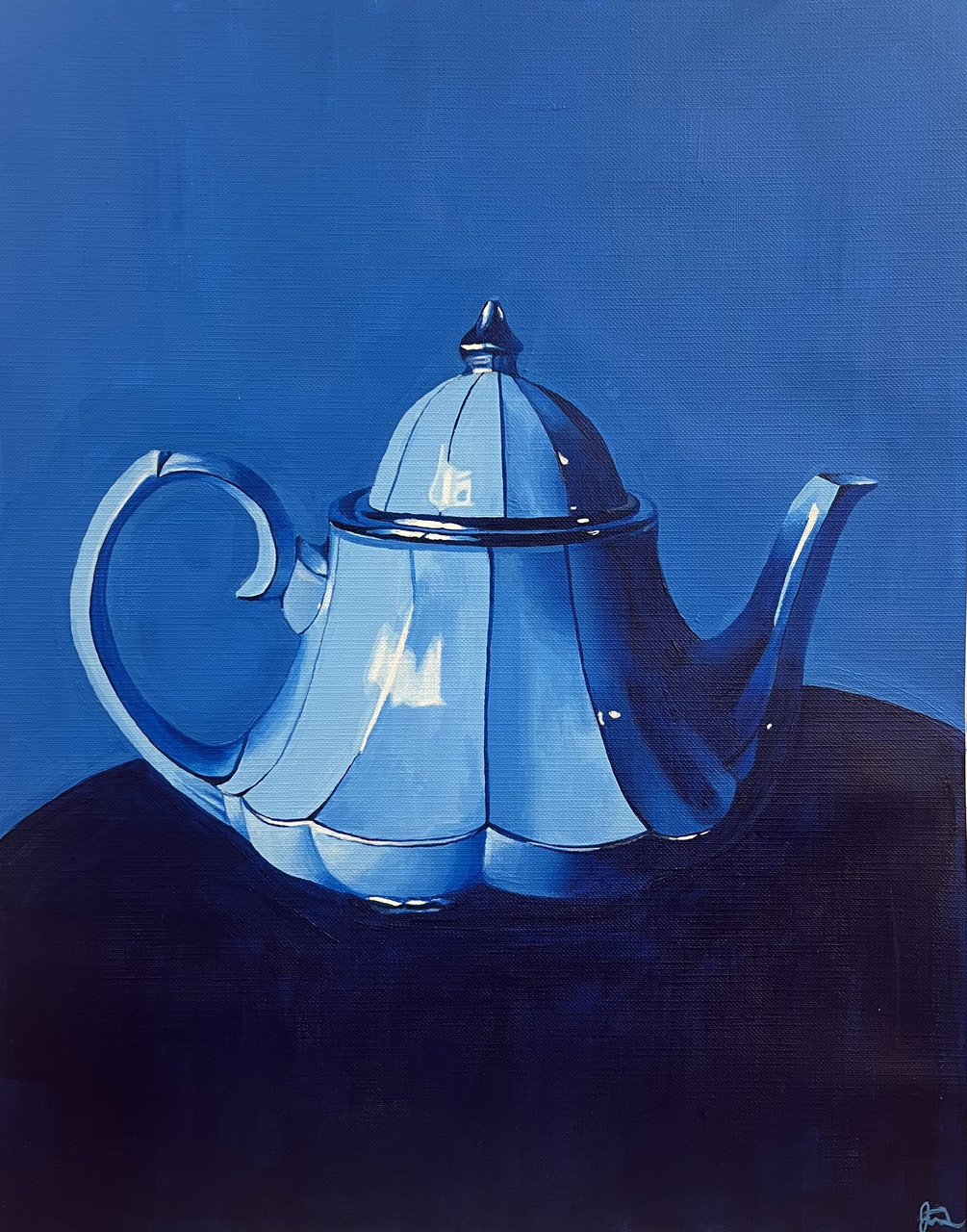 blue painting of a teapot
