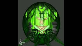 Illustration of a person sitting inside of a green bonsai tree