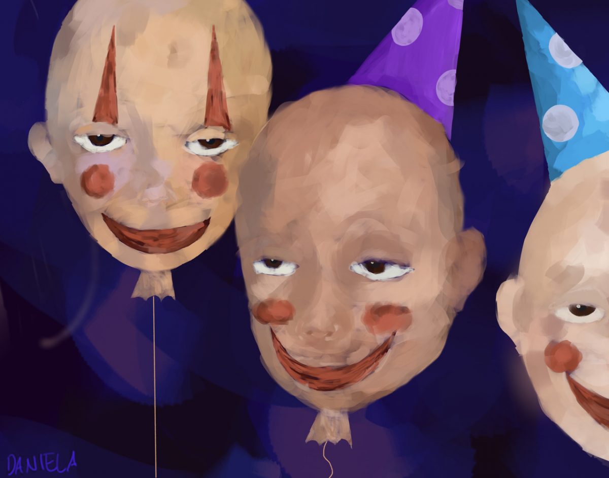 Digital Art of 3 Clown Balloons