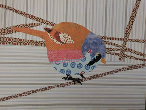 Collage of a bird on tree branches