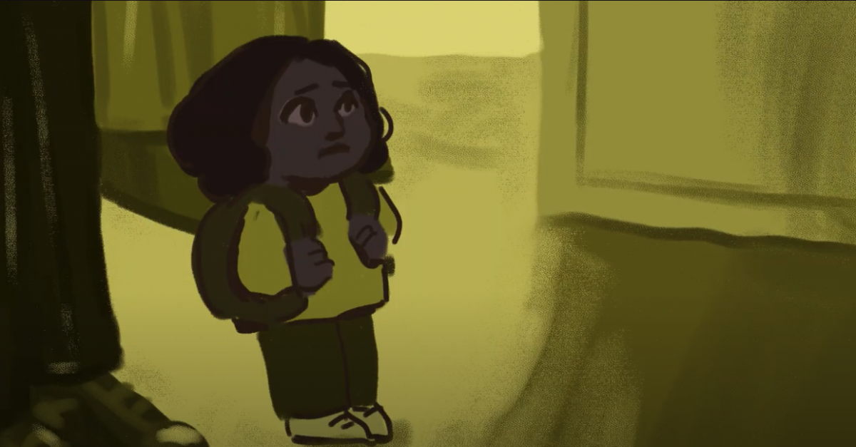 Illustration of a small person wearing a backpack
